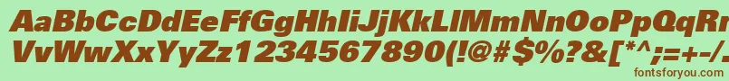 UniversLt85ExtraBlackOblique Font – Brown Fonts on Green Background