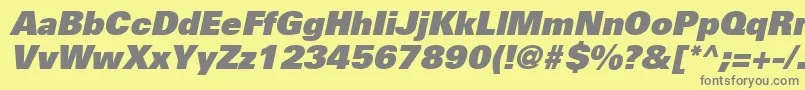 UniversLt85ExtraBlackOblique-Schriftart – Graue Schriften auf gelbem Hintergrund