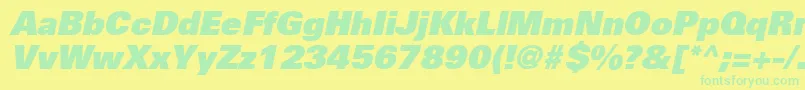 UniversLt85ExtraBlackOblique Font – Green Fonts on Yellow Background