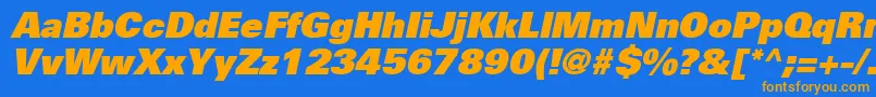 UniversLt85ExtraBlackOblique Font – Orange Fonts on Blue Background