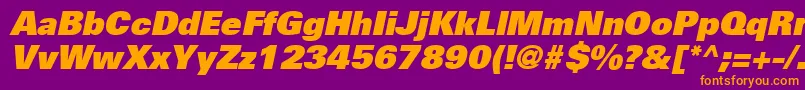 UniversLt85ExtraBlackOblique Font – Orange Fonts on Purple Background