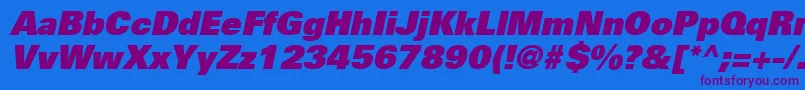 UniversLt85ExtraBlackOblique-Schriftart – Violette Schriften auf blauem Hintergrund