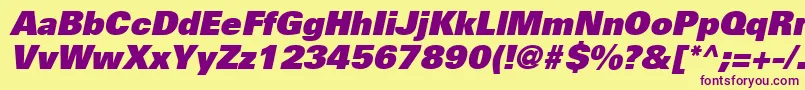 UniversLt85ExtraBlackOblique Font – Purple Fonts on Yellow Background