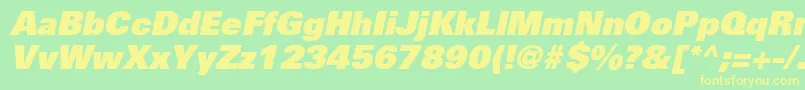 UniversLt85ExtraBlackOblique Font – Yellow Fonts on Green Background