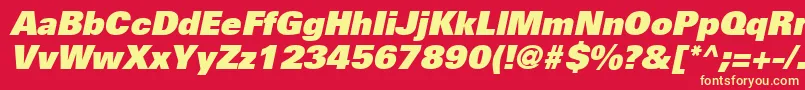 UniversLt85ExtraBlackOblique Font – Yellow Fonts on Red Background