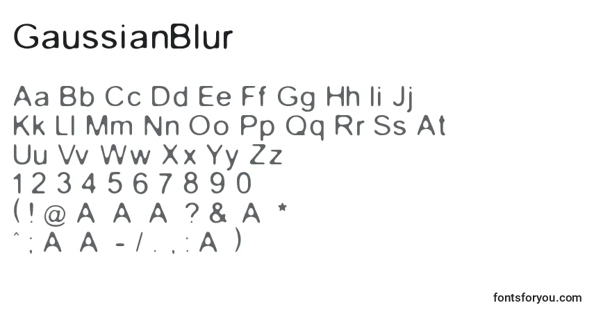 Fuente GaussianBlur - alfabeto, números, caracteres especiales