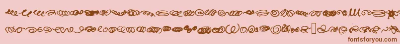 RandomSwirls-Schriftart – Braune Schriften auf rosa Hintergrund