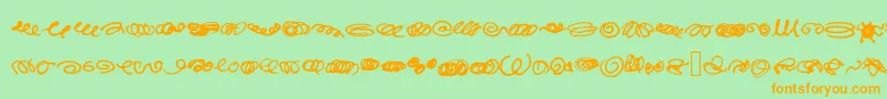 RandomSwirls-Schriftart – Orangefarbene Schriften auf grünem Hintergrund