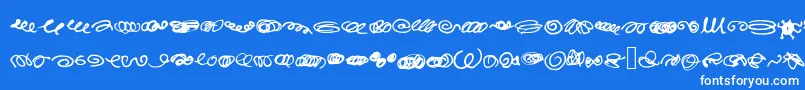 RandomSwirls-Schriftart – Weiße Schriften auf blauem Hintergrund