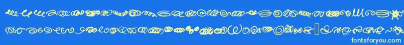 RandomSwirls-Schriftart – Gelbe Schriften auf blauem Hintergrund