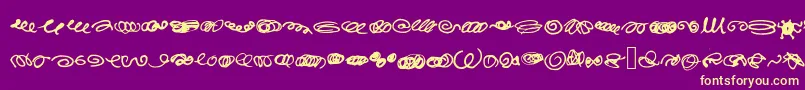 RandomSwirls-Schriftart – Gelbe Schriften auf violettem Hintergrund