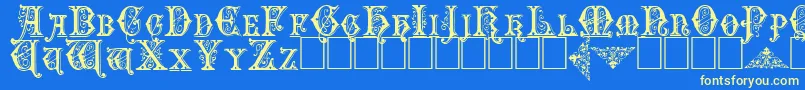 Emporiumcapitals Font – Yellow Fonts on Blue Background