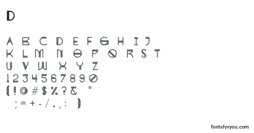 Schriftart Doppelquer – Alphabet, Zahlen, spezielle Symbole