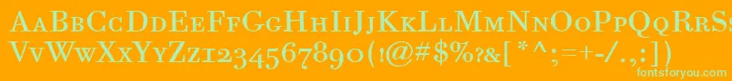 BodoniSixScItcTtBook-fontti – vihreät fontit oranssilla taustalla