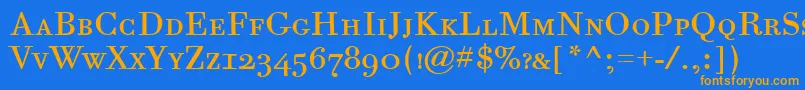 Czcionka BodoniSixScItcTtBook – pomarańczowe czcionki na niebieskim tle