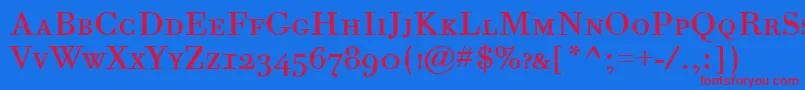 BodoniSixScItcTtBook Font – Red Fonts on Blue Background