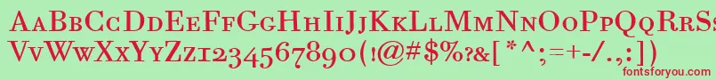 Шрифт BodoniSixScItcTtBook – красные шрифты на зелёном фоне