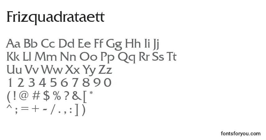 Frizquadrataett-fontti – aakkoset, numerot, erikoismerkit