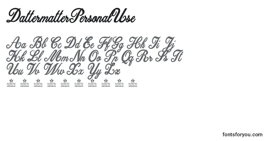 Schriftart DattermatterPersonalUse – Alphabet, Zahlen, spezielle Symbole