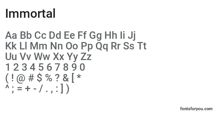 Immortal Font – alphabet, numbers, special characters