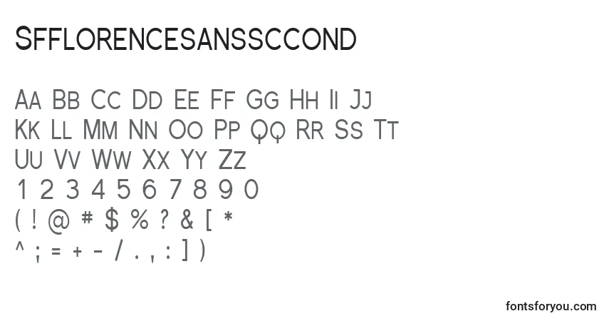 Шрифт Sfflorencesanssccond – алфавит, цифры, специальные символы
