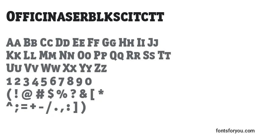 A fonte Officinaserblkscitctt – alfabeto, números, caracteres especiais