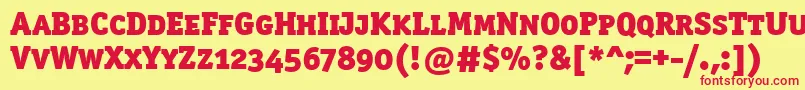 フォントOfficinaserblkscitctt – 赤い文字の黄色い背景