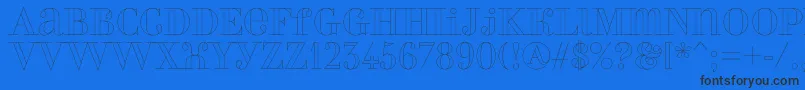 Perlaoutline-Schriftart – Schwarze Schriften auf blauem Hintergrund