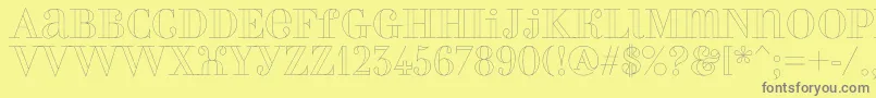 フォントPerlaoutline – 黄色の背景に灰色の文字