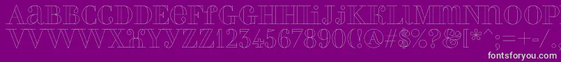 Perlaoutline-Schriftart – Grüne Schriften auf violettem Hintergrund