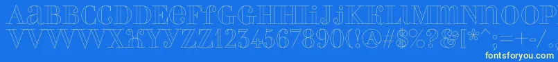 Perlaoutline-Schriftart – Gelbe Schriften auf blauem Hintergrund