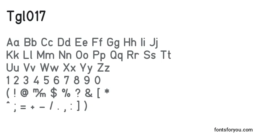 Czcionka Tgl017 – alfabet, cyfry, specjalne znaki