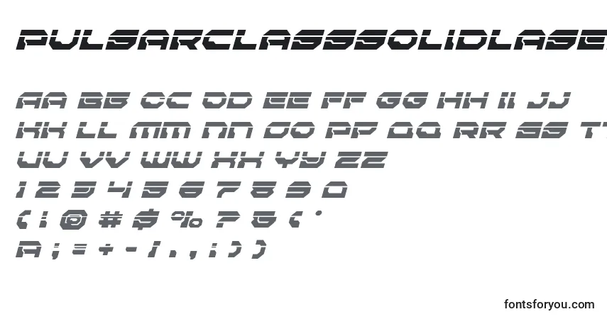 Pulsarclasssolidlaserital Font – alphabet, numbers, special characters