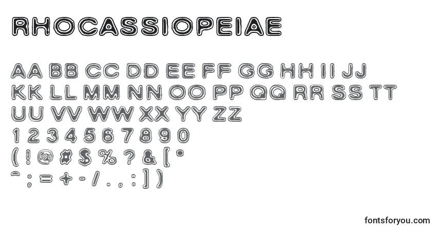 Schriftart RhoCassiopeiae – Alphabet, Zahlen, spezielle Symbole