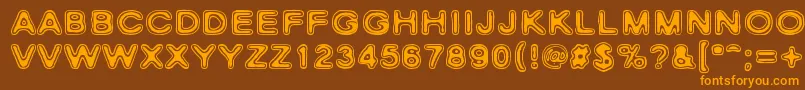 RhoCassiopeiae-Schriftart – Orangefarbene Schriften auf braunem Hintergrund