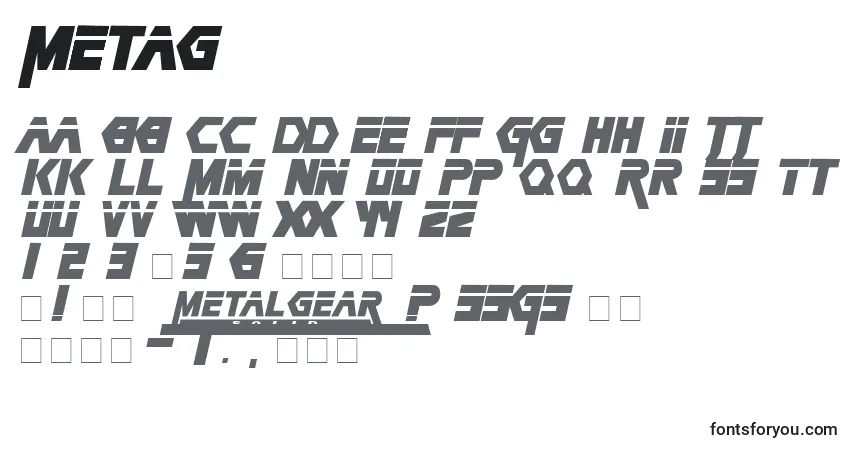 Schriftart Metag – Alphabet, Zahlen, spezielle Symbole