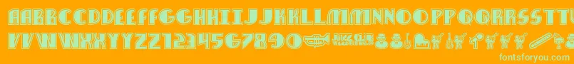 JazzClub-Schriftart – Grüne Schriften auf orangefarbenem Hintergrund