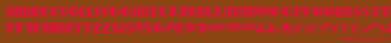 フォントJazzClub – 赤い文字が茶色の背景にあります。