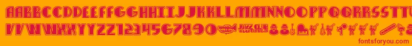 Czcionka JazzClub – czerwone czcionki na pomarańczowym tle