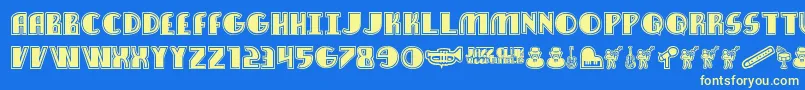 JazzClub Font – Yellow Fonts on Blue Background