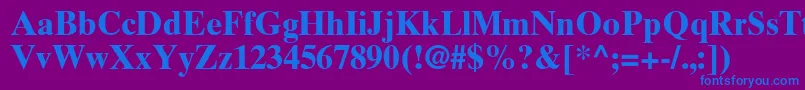 フォントTimesTenGreekBold – 紫色の背景に青い文字