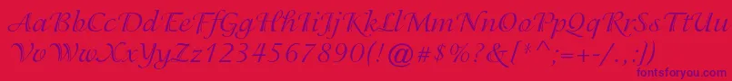IsadorastdRegular-Schriftart – Violette Schriften auf rotem Hintergrund