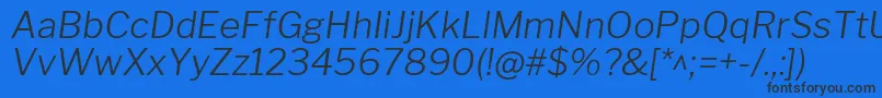 LibrefranklinLightitalic-Schriftart – Schwarze Schriften auf blauem Hintergrund