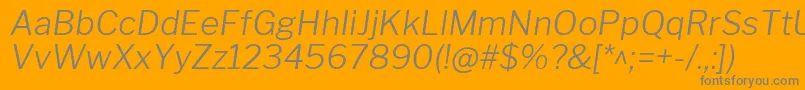 LibrefranklinLightitalic-Schriftart – Graue Schriften auf orangefarbenem Hintergrund