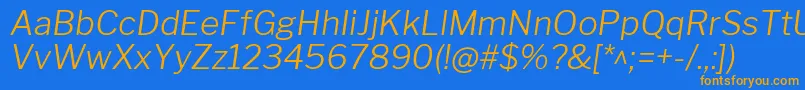 LibrefranklinLightitalic Font – Orange Fonts on Blue Background