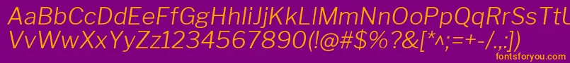 LibrefranklinLightitalic Font – Orange Fonts on Purple Background