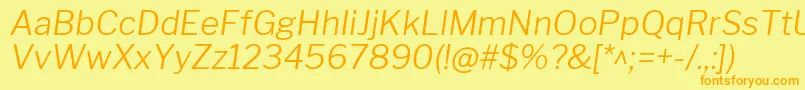 LibrefranklinLightitalic Font – Orange Fonts on Yellow Background