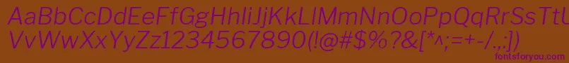 LibrefranklinLightitalic Font – Purple Fonts on Brown Background