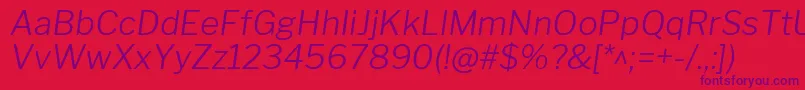 LibrefranklinLightitalic Font – Purple Fonts on Red Background