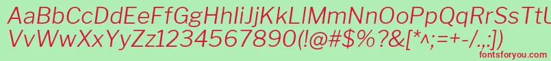 Fonte LibrefranklinLightitalic – fontes vermelhas em um fundo verde